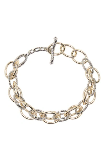 Meshmerise Meshmerize Twisted Cable Chain Link Bracelet In Two Tone