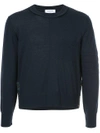 Thom Browne Crewneck Pullover With Inside Out Grosgrain Patch Pocket In Fine Merino Wool