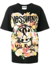 Moschino Floral Print Logo T-shirt - Black