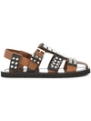 Prada Fisherman Studded Leather Sandals In Brown