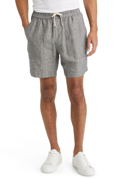 Vince Striped Hemp Shorts In Coastal Light Ashwood