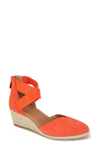 Gentle Souls By Kenneth Cole Orya Espadrille Wedge Sandal In Bright Coral Suede
