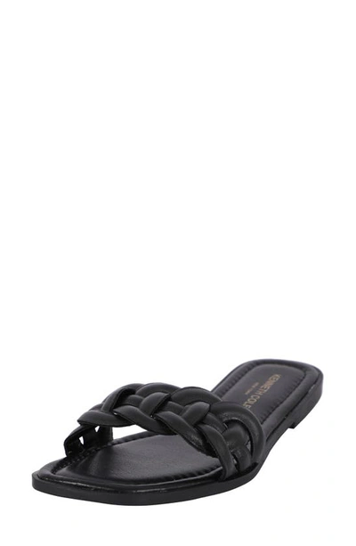 Kenneth Cole Women's Faye Slip On Braided Slide Sandals In Black Pu