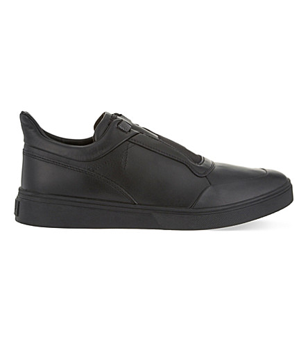 Diesel S-Hype Leather Slip-On Trainers In Black | ModeSens