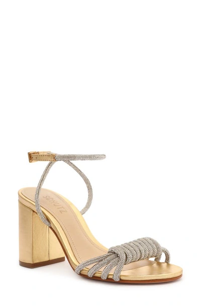 Schutz Jewell Crystal Ankle-strap Sandals In Crystal/pearl