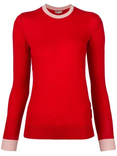 Moncler Cashmere Contrast Hem Sweater - Red