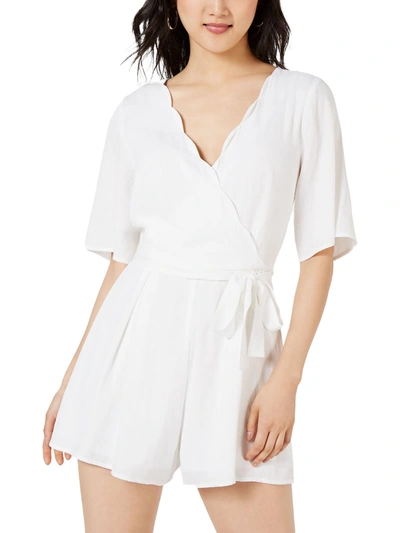 Trixxi Womens Wrap Short Sleeve Romper In White