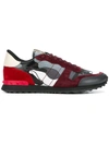 Valentino Garavani Camouflage Rockrunner Trainers In Black Slate Red