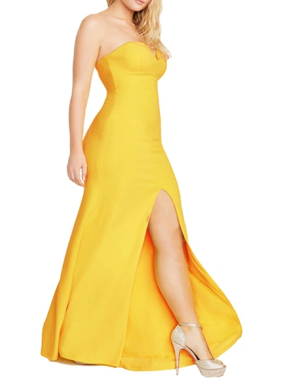 B Darlin Juniors Womens Strapless Long Evening Dress In Yellow
