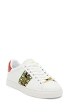 Roberto Cavalli Snake Embossed Pyramid Stud Tennis Shoe In White