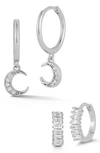 Glaze Jewelry Sterling Silver & Cz Celestial Hoop Earrings Set In Gold