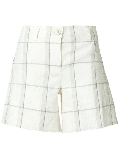 Lorena Antoniazzi Grid Checkered Print Shorts In White
