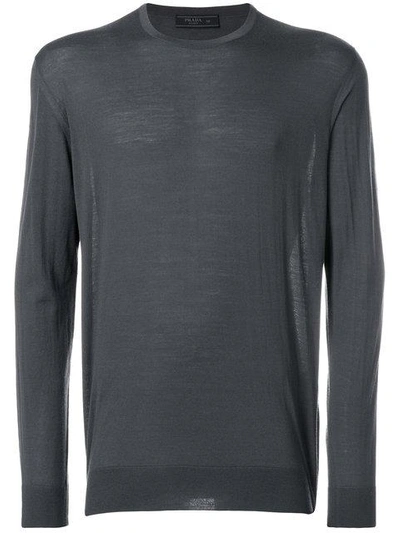 Prada Crew Neck Jumper In Grey