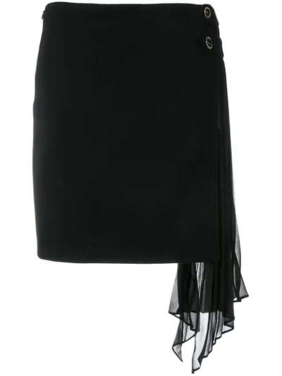 Givenchy Georgette-panelled Wool Miniskirt In Black