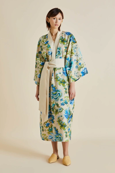 Olivia Von Halle Printed Amaya Robe In Multi