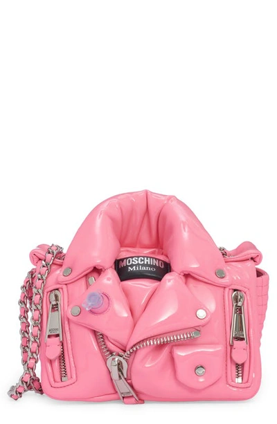 Moschino Inflated Biker Crossbody Bag In Pink