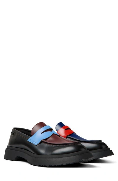 Camper Walden Patent Leather Penny Loafer In Black Multi
