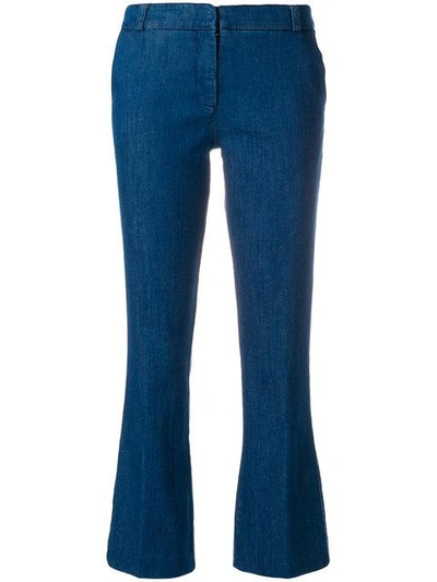 Kiltie Flared Cropped Trousers In Blue