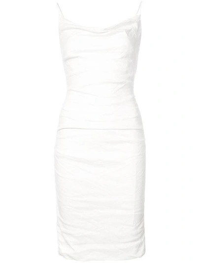 Nicole Miller Carly Cowl Neck Dress In White