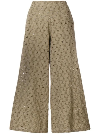 Labo Art Embroidered Wide Leg Trousers - Neutrals