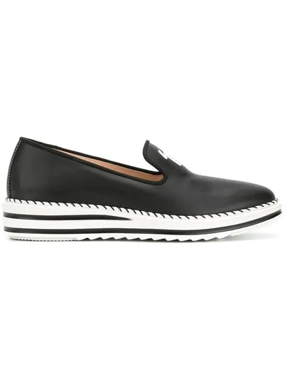 Giuseppe Zanotti - Leather Loafer With Signature Tim In Black