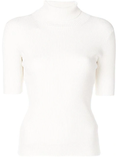 Valentino Rib Knit Sweater In White