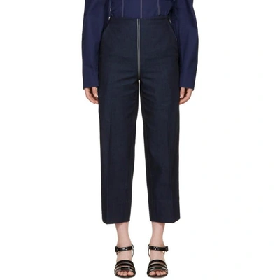 Cedric Charlier Blue Front Zip Jeans In A0290blue
