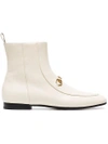 Gucci White Jordaan 25 Leather Ankle Boots