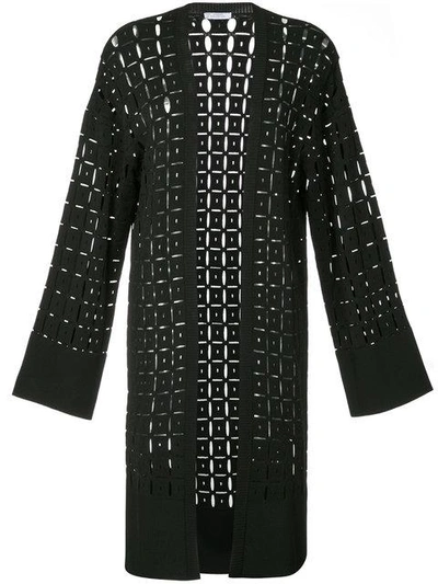 Versace Pointelle-knit Cardigan In Black