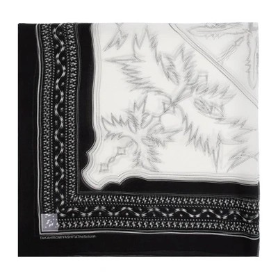 Takahiromiyashita The Soloist Black & White Silk Scarf In 1blkxwht