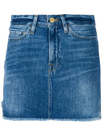 Frame Le Mini Denim Cotton Skirt In Denim Medium