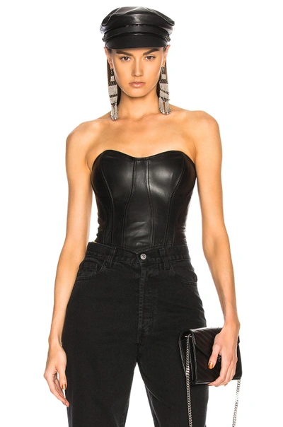 Palmer Girls X Miss Sixty Leather Corset Top In Black