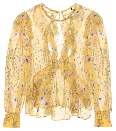 Isabel Marant Muster Floral Silk-blend Blouse In Yellow