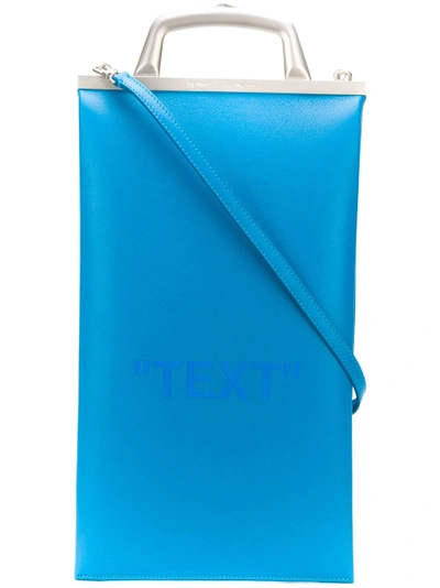 Off-white Text Market Leather Bag In Blue