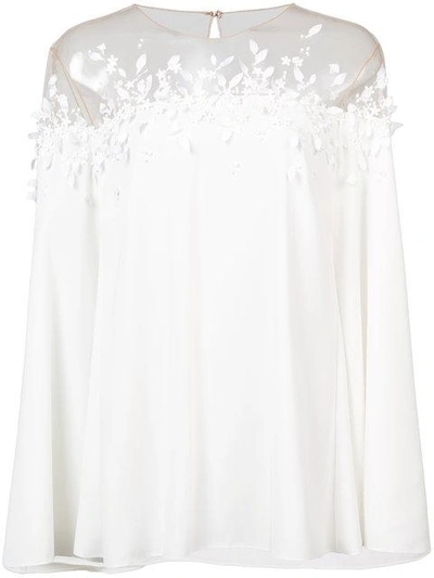 Oscar De La Renta Embellished Sheer-insert Blouse