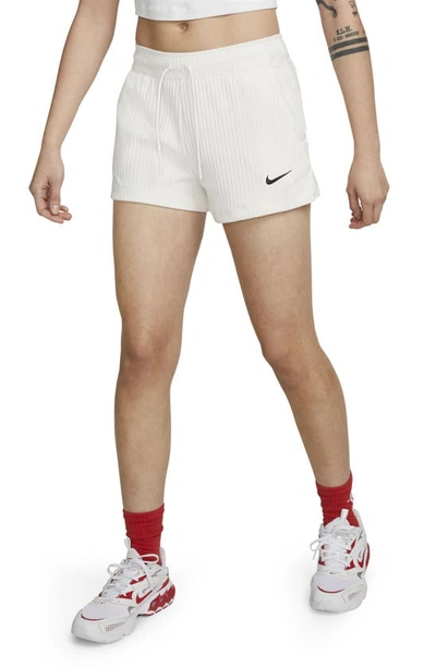 Nike Women's  Sportswear High-waisted Ribbed Jersey Shorts In White
