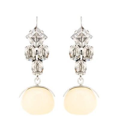 Isabel Marant Crystal Wooden Drop Earrings In Silver