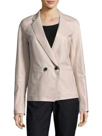 Lafayette 148 Brant Leather Blazer In Taupe