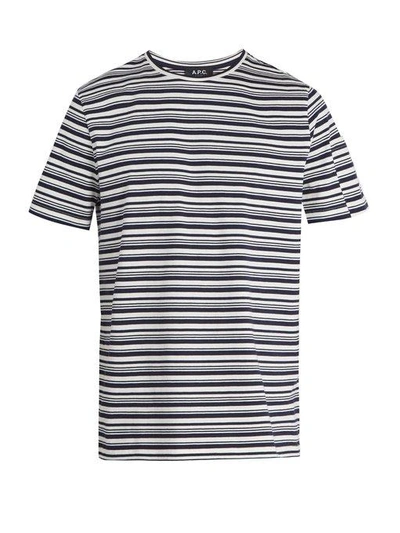 Apc Rody Striped Cotton-jersey T-shirt In Navy