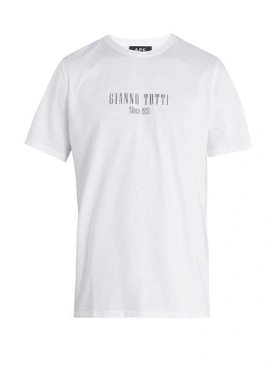 Apc Gianno Tutti-print Cotton-jersey T-shirt In White