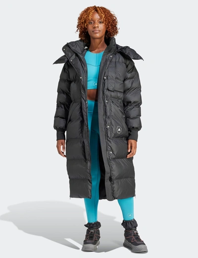 Adidas By Stella Mccartney Long Padded Winter Jacket Woman Down Jacket Bl In Black