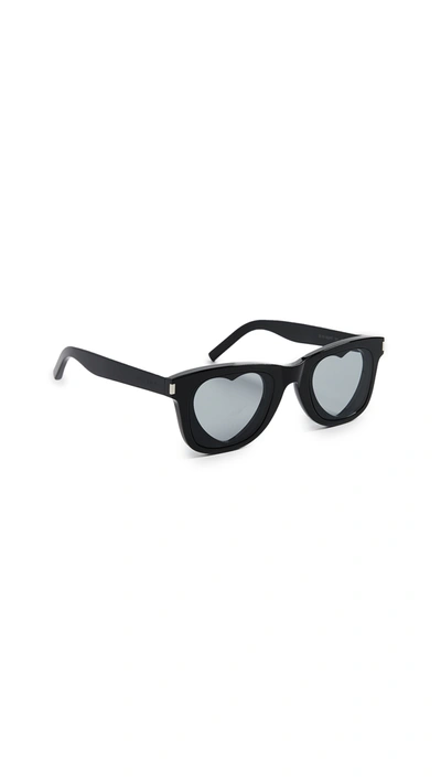 Saint Laurent Square Acetate Heart-lens Sunglasses, Black