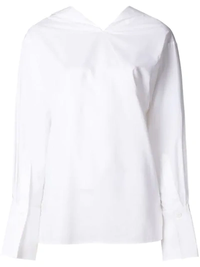 Joseph Elsie Asymmetric-neck Cotton Shirt In White