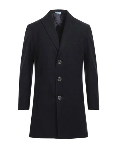 Herman & Sons Man Coat Midnight Blue Size 46 Polyester, Viscose, Wool