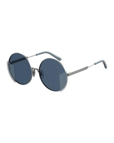 Oxydo Round Metal Gradient Sunglasses In Gray Pattern