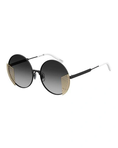 Oxydo Round Metal Gradient Sunglasses In Black Pattern