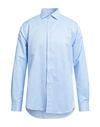 Siviglia Sport Man Shirt Azure Size 17 ½ Cotton, Polyester In Blue