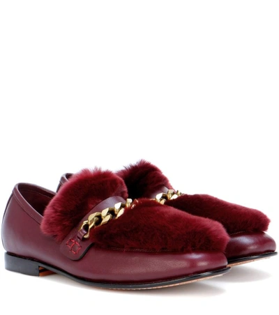 Boyy Loafur Fur-trimmed Leather Loafers In Red
