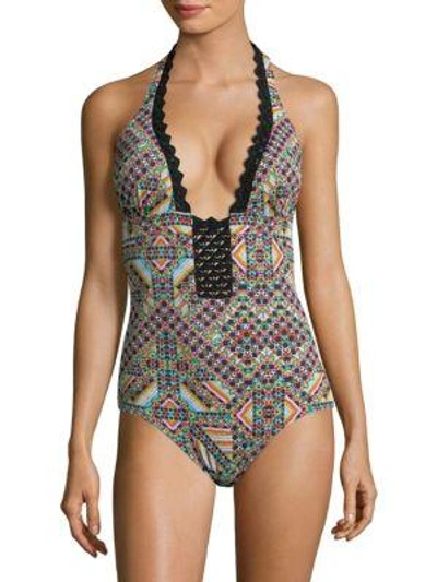 Ondademar Crochet One-piece Swimsuit In Koa