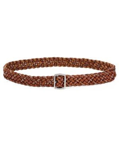Saint Laurent Braided Leather Belt In Earth